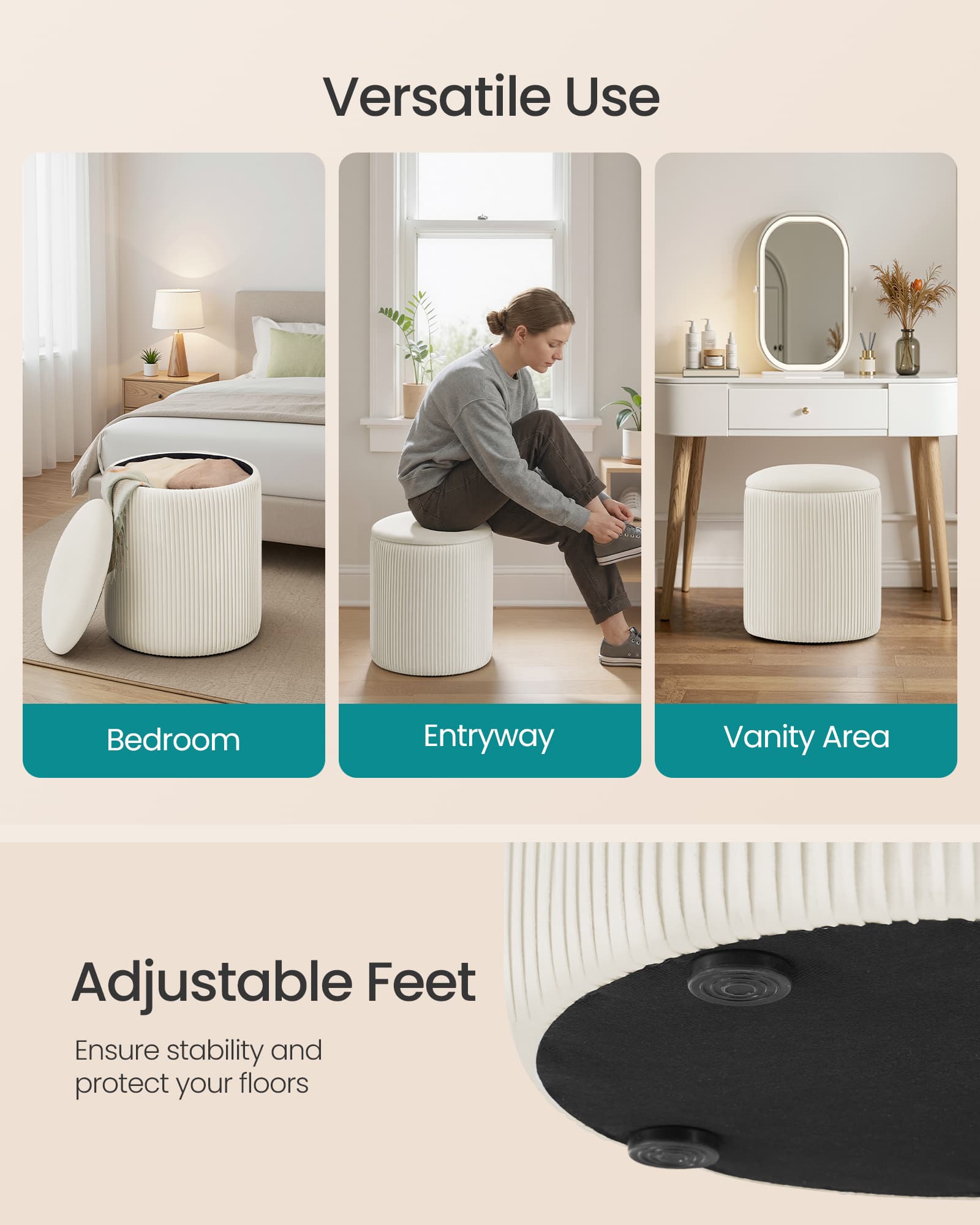 Set Of 2 Round Storage Stools