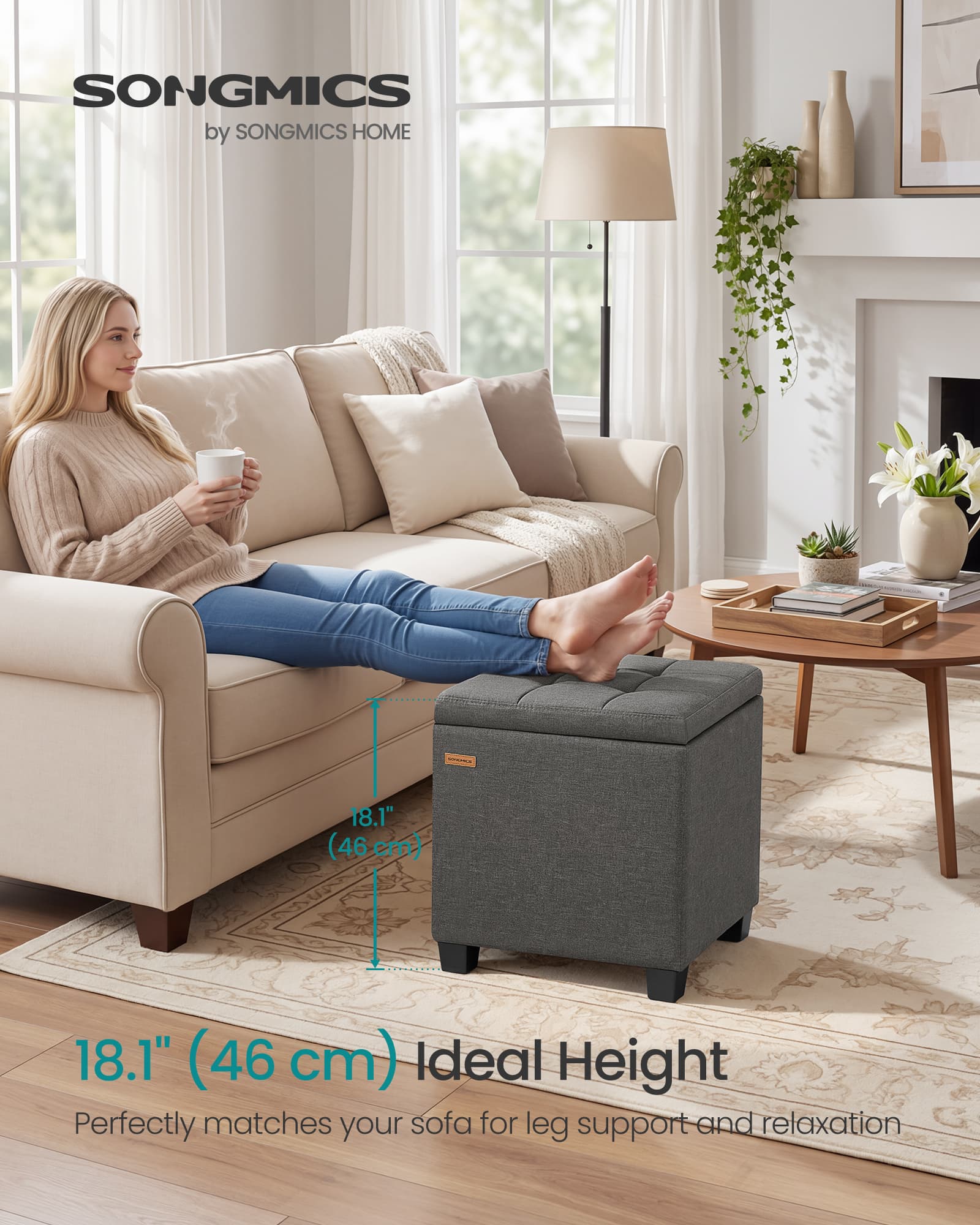 Linen Storage Ottoman with Lid for Bedroom or Living Room