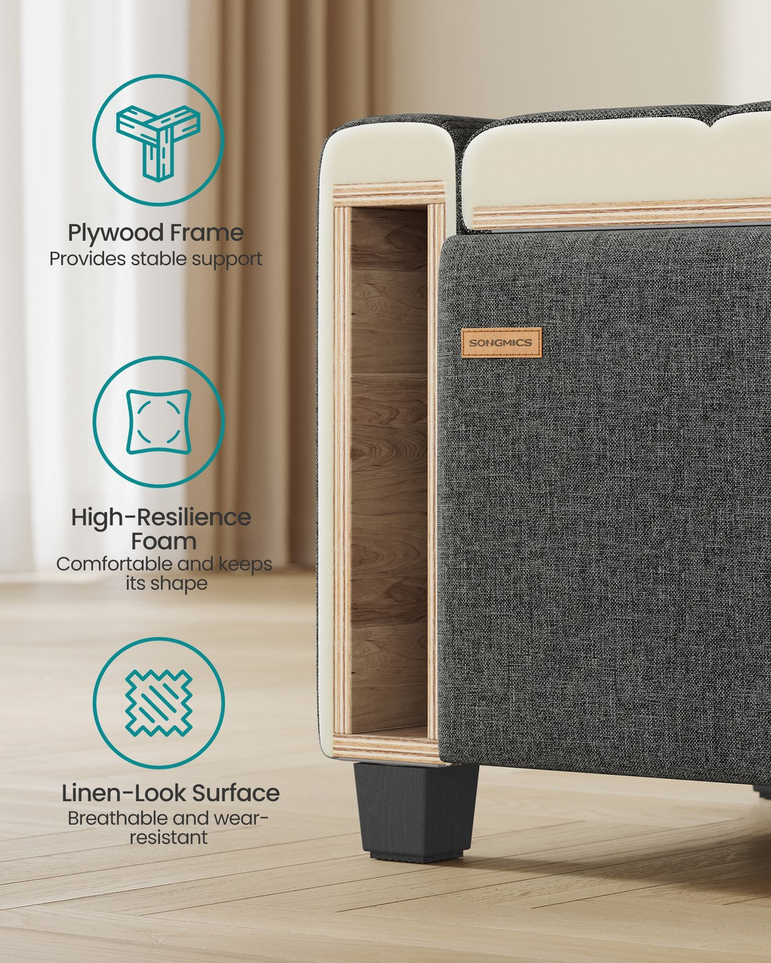 48 Inch Linen Storage Bench