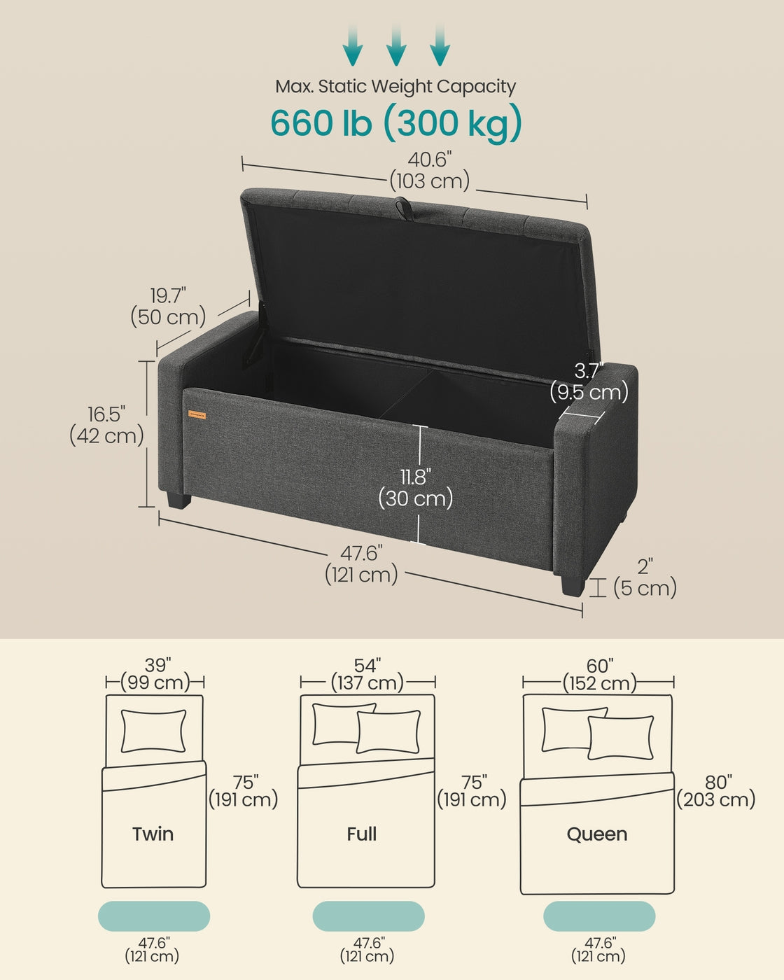 48 Inch Linen Storage Bench