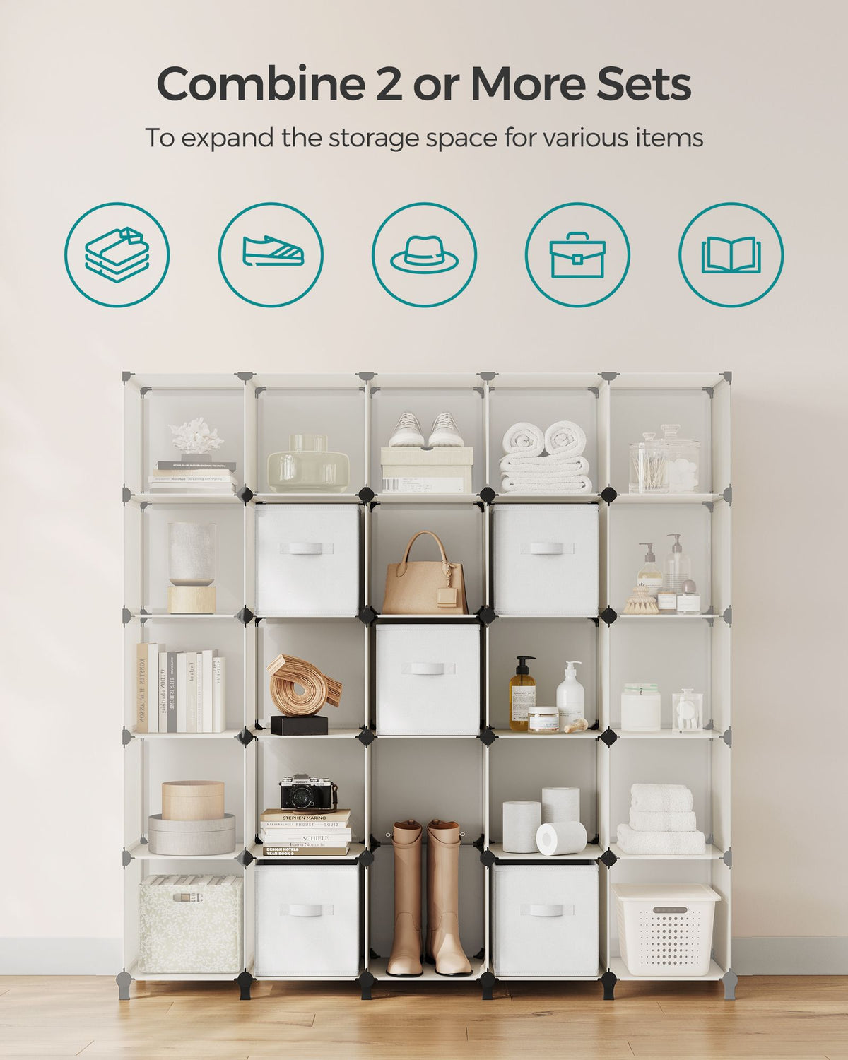 Cube Storage Organizer with Storage Boxes - Set of 6