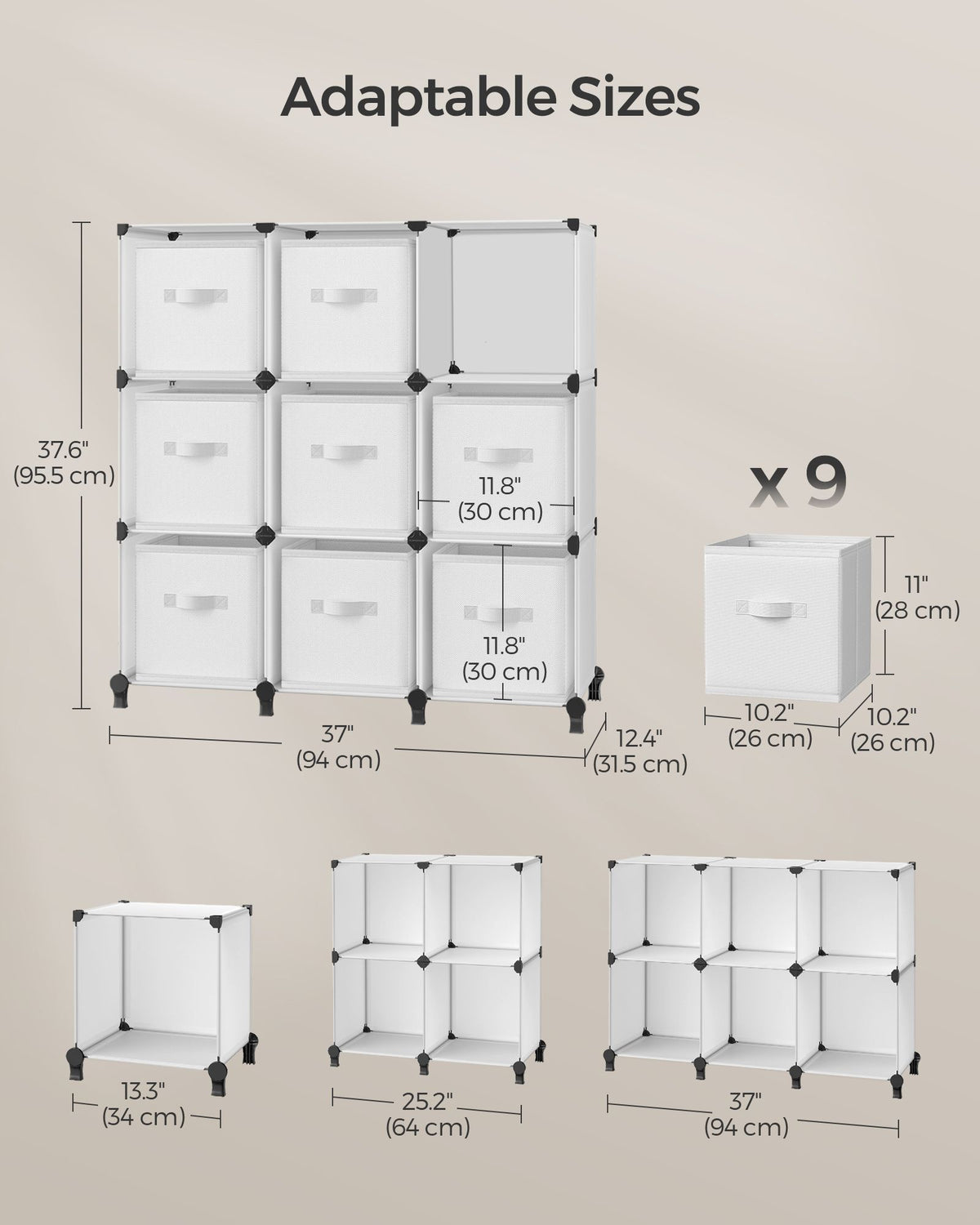 Cube Storage Organizer with Storage Boxes - Set of 6