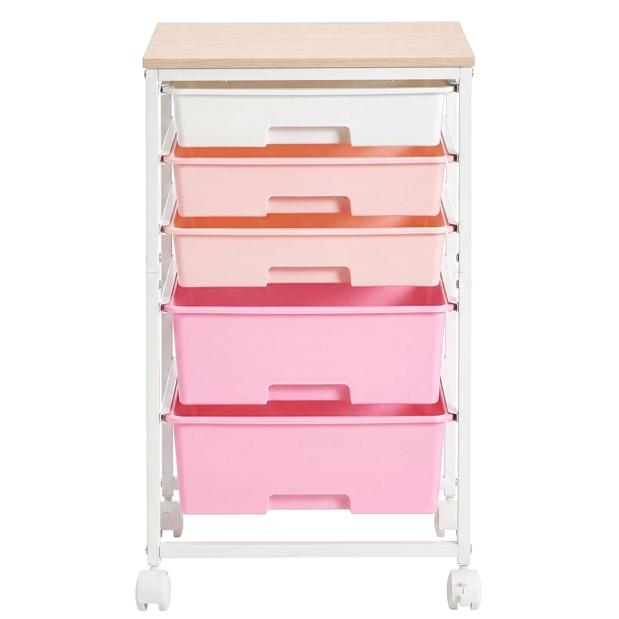 5-Drawer Rolling Storage Cart - Pink - 5-Drawer