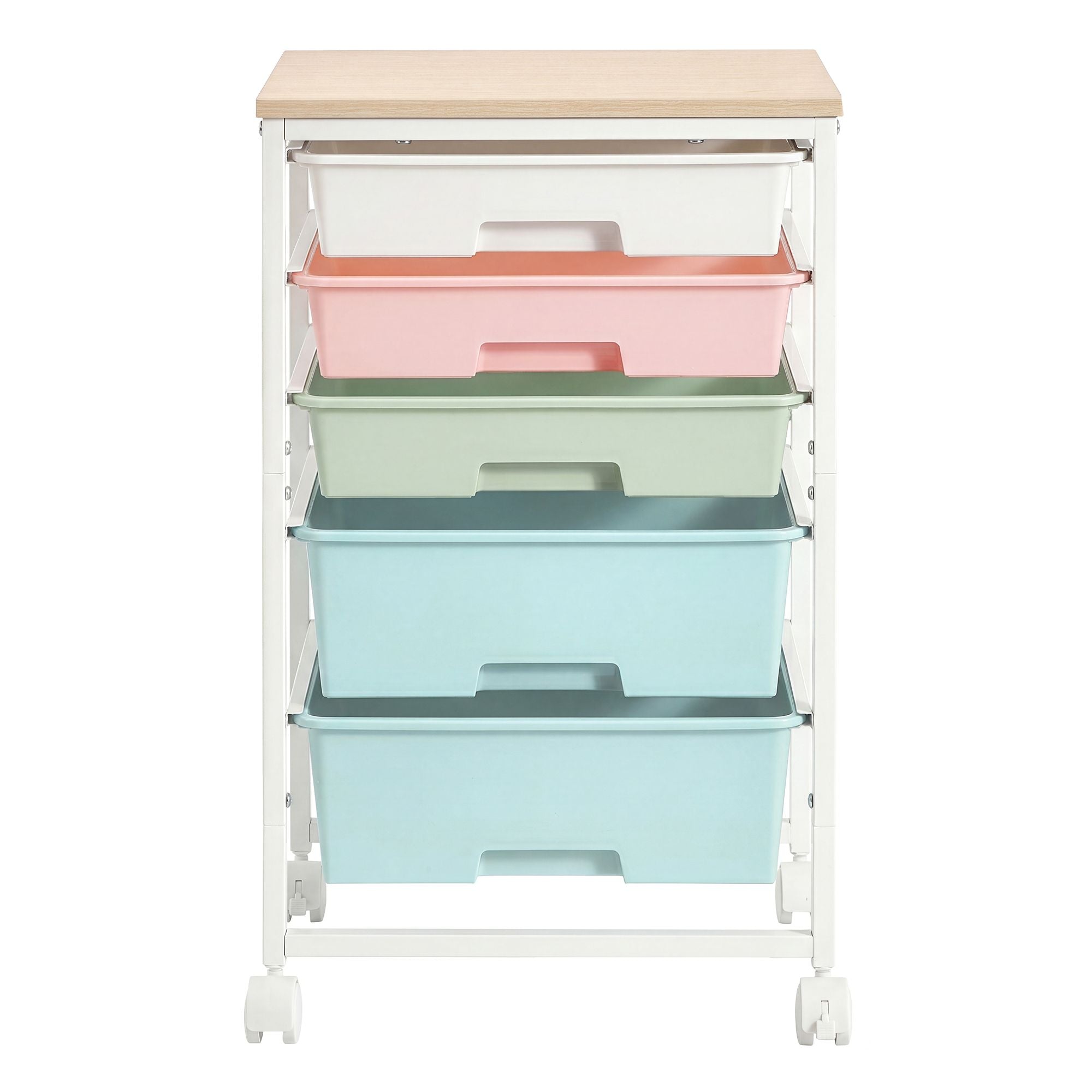 5-Drawer Rolling Storage Cart - Pastel - 5-Drawer
