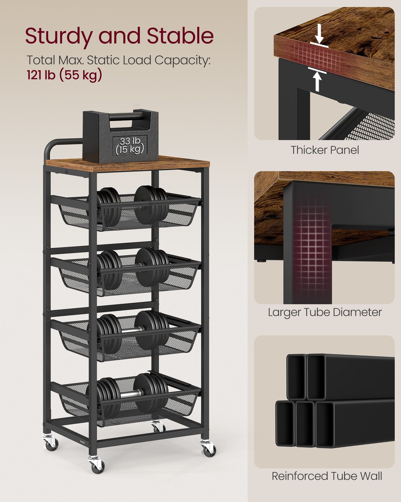 Storage Cart with Pull-Out Baskets