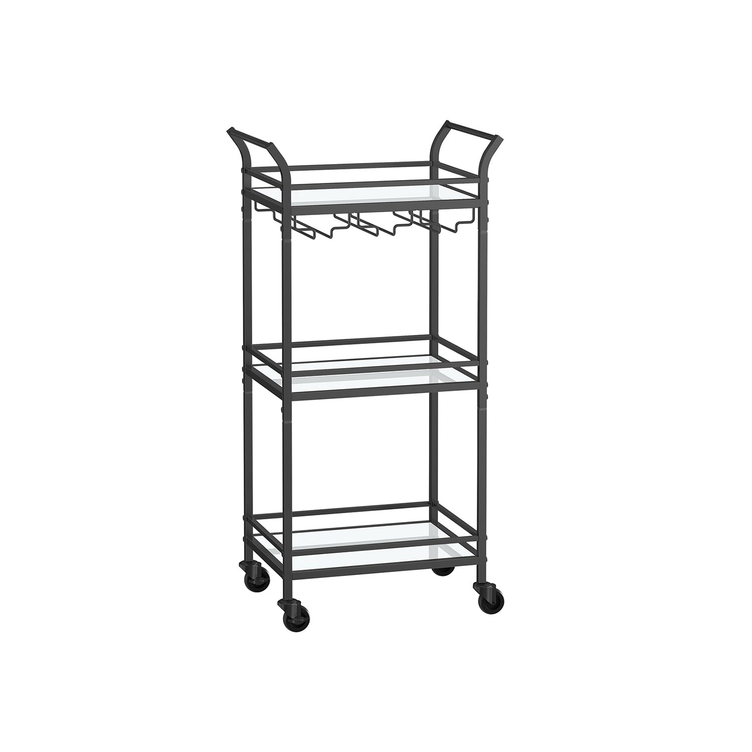 Small Bar Cart with 3-Tier Shelf - Black