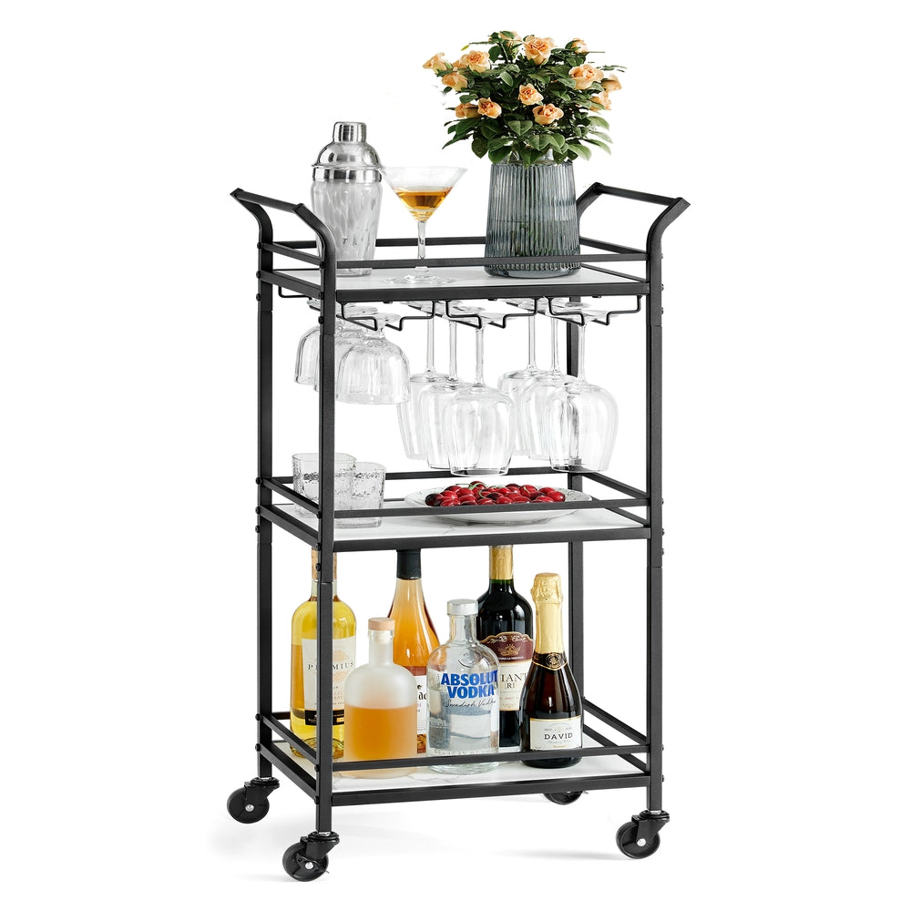 Bar Cart - 3-Tier Shelf - Ink Black - Ink Black
