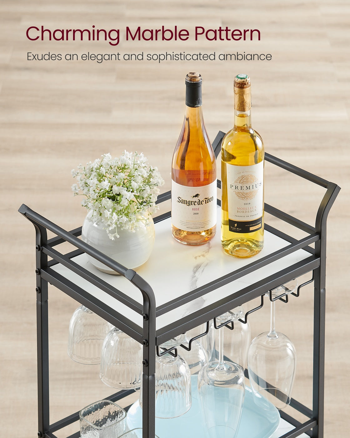 Bar Cart - 3-Tier Shelf - Ink Black - Ink Black