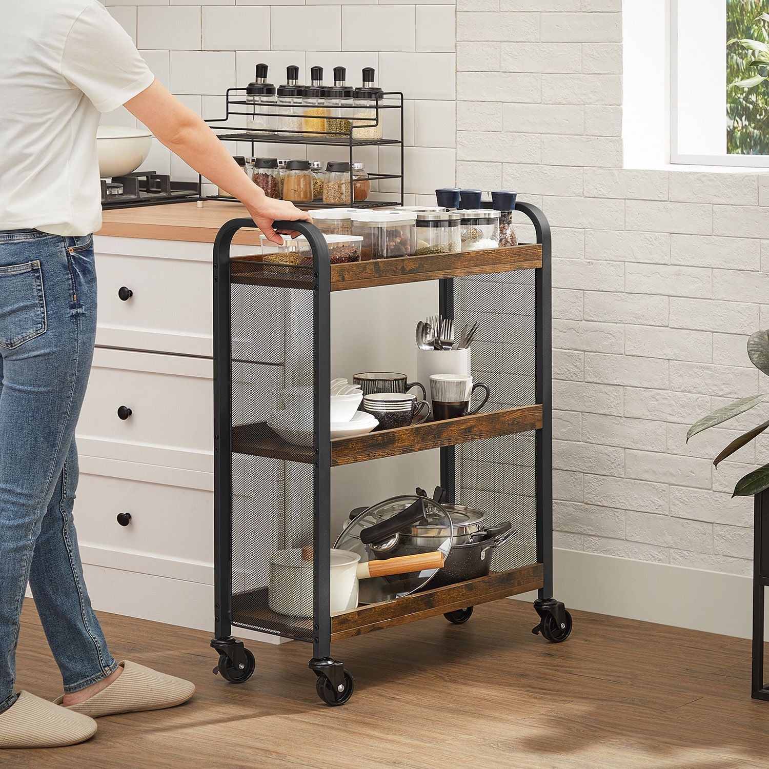 3-Tier Narrow Storage Cart with Wheels