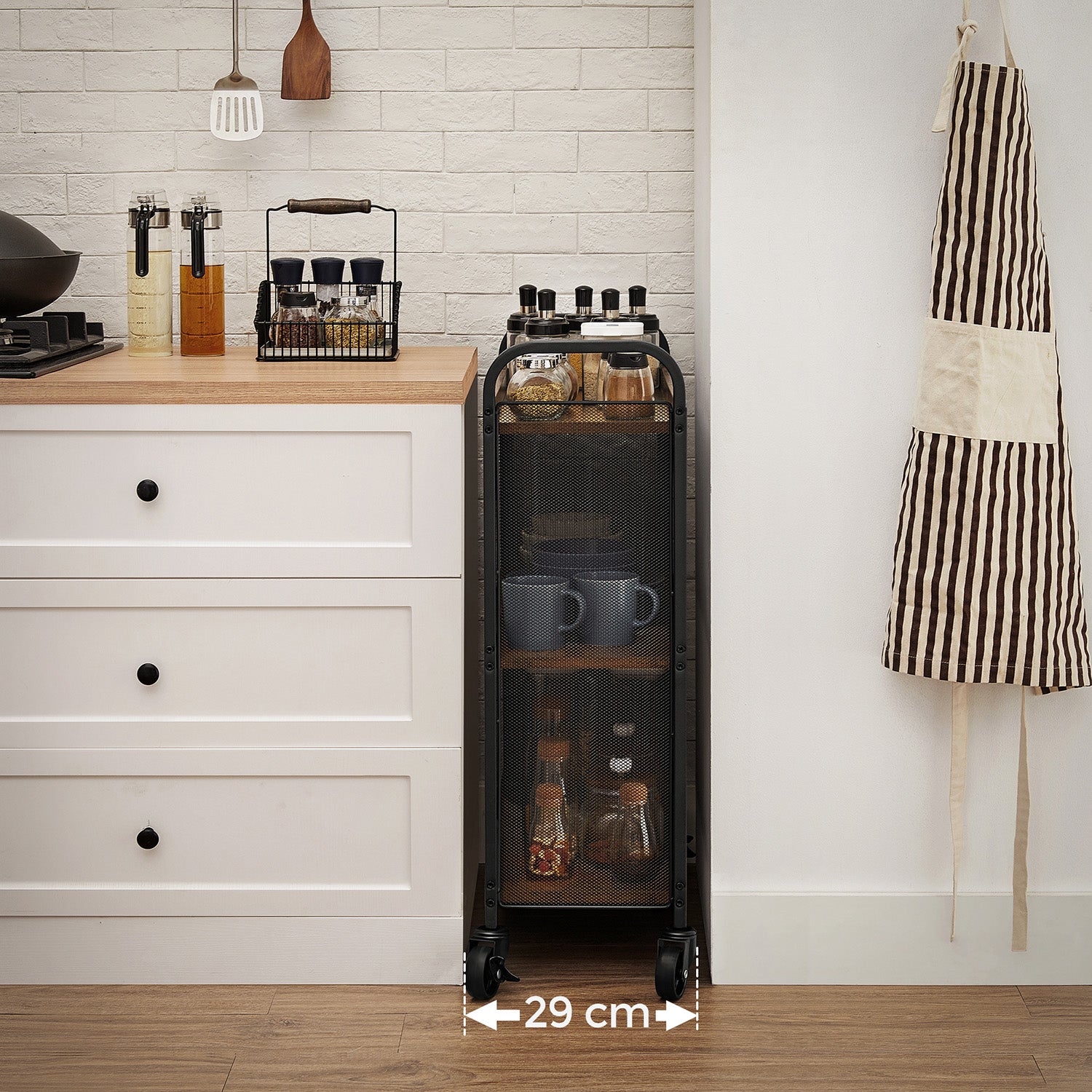 3-Tier Narrow Storage Cart with Wheels
