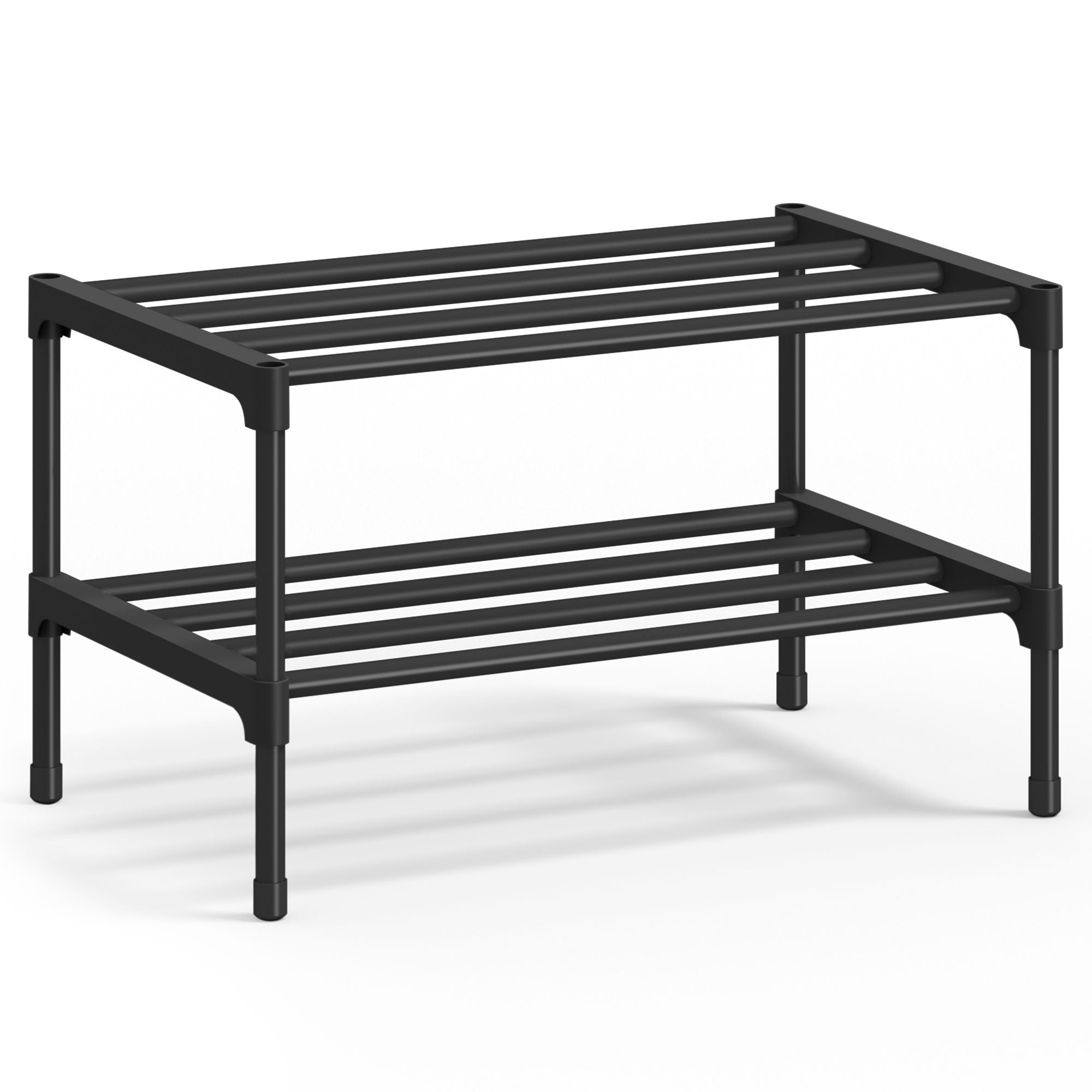 Shoe Rack for Closet - Compact Metal Shoe Organizer Shelf for Entryway - Black - 11.8"D x 17.7"W x 12.2"H