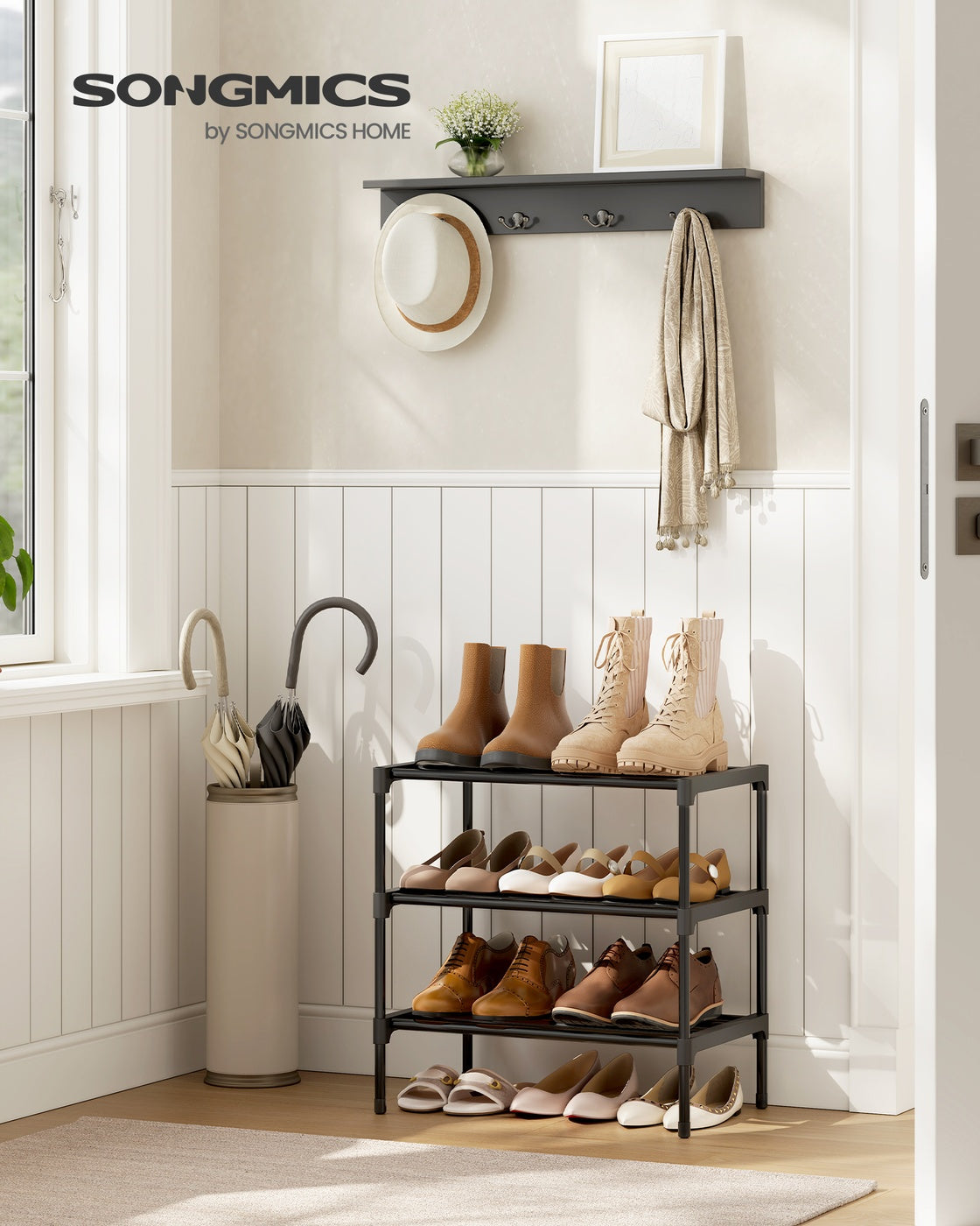 Shoe Rack for Closet - Compact Metal Shoe Organizer Shelf for Entryway