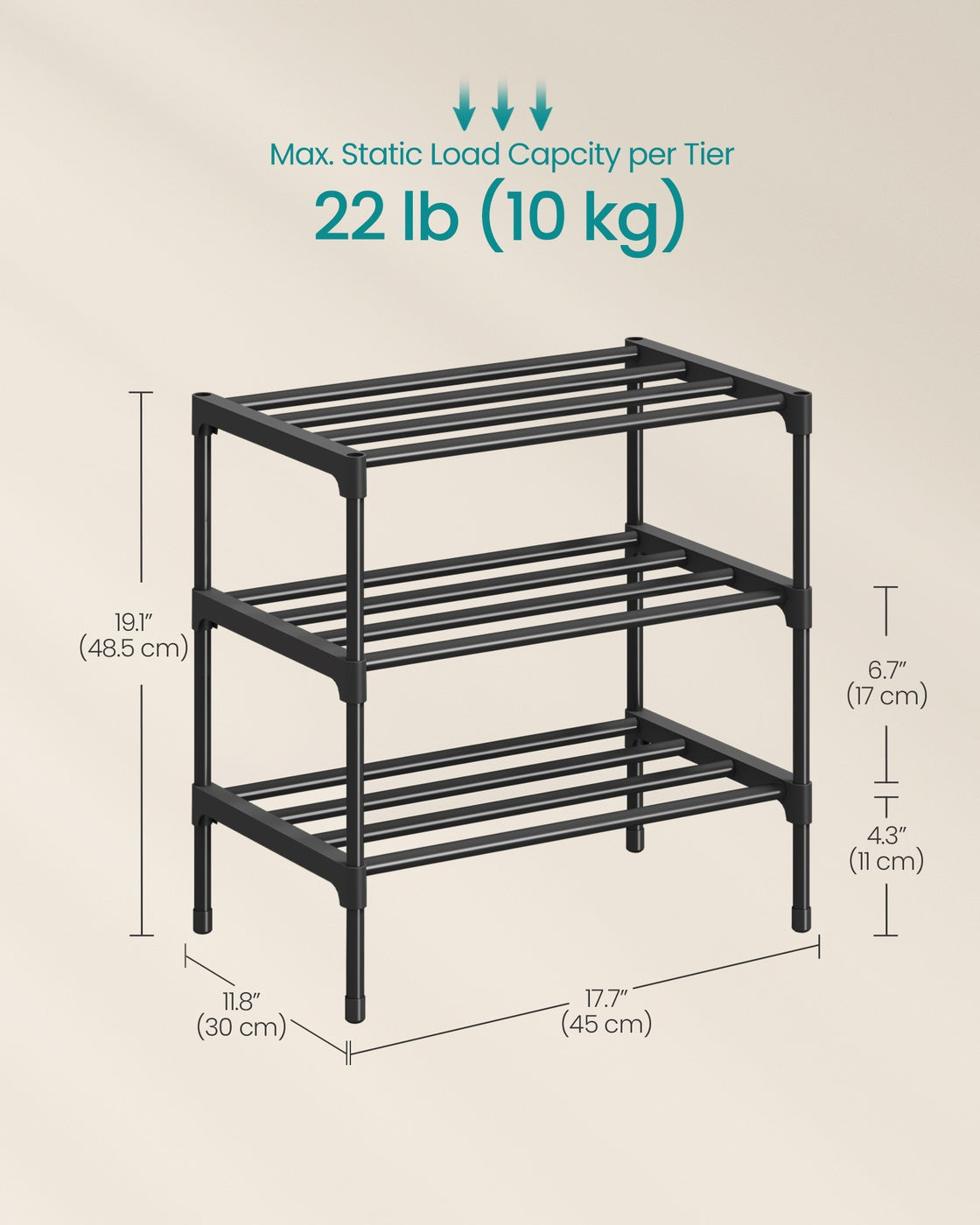 Shoe Rack for Closet - Compact Metal Shoe Organizer Shelf for Entryway