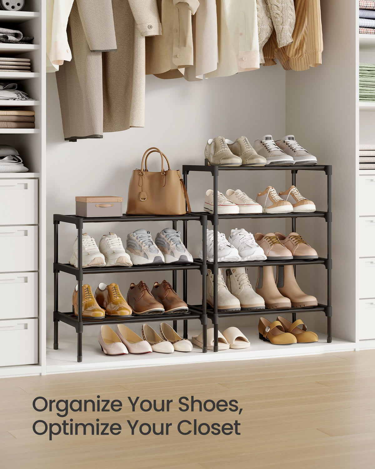 Shoe Rack for Closet - Compact Metal Shoe Organizer Shelf for Entryway