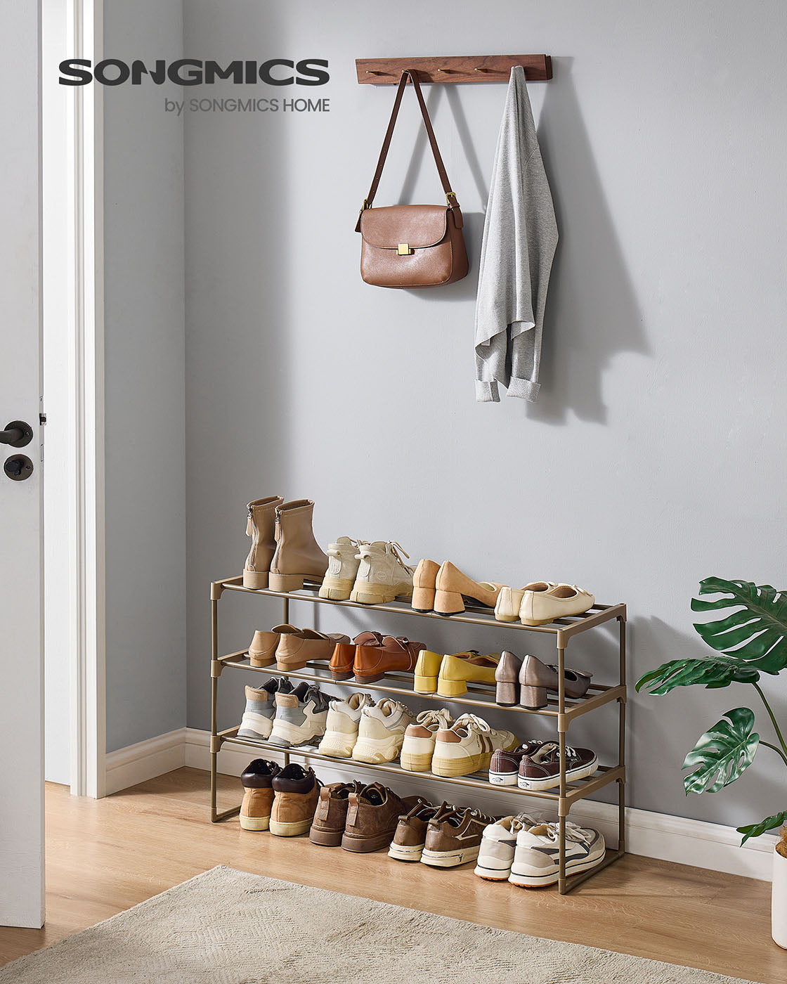 Shoe Rack 3-Tier Shoe Organizer 11.8 x 36.2 x 21.7 Inches Walnut Brown - Walnut Brown