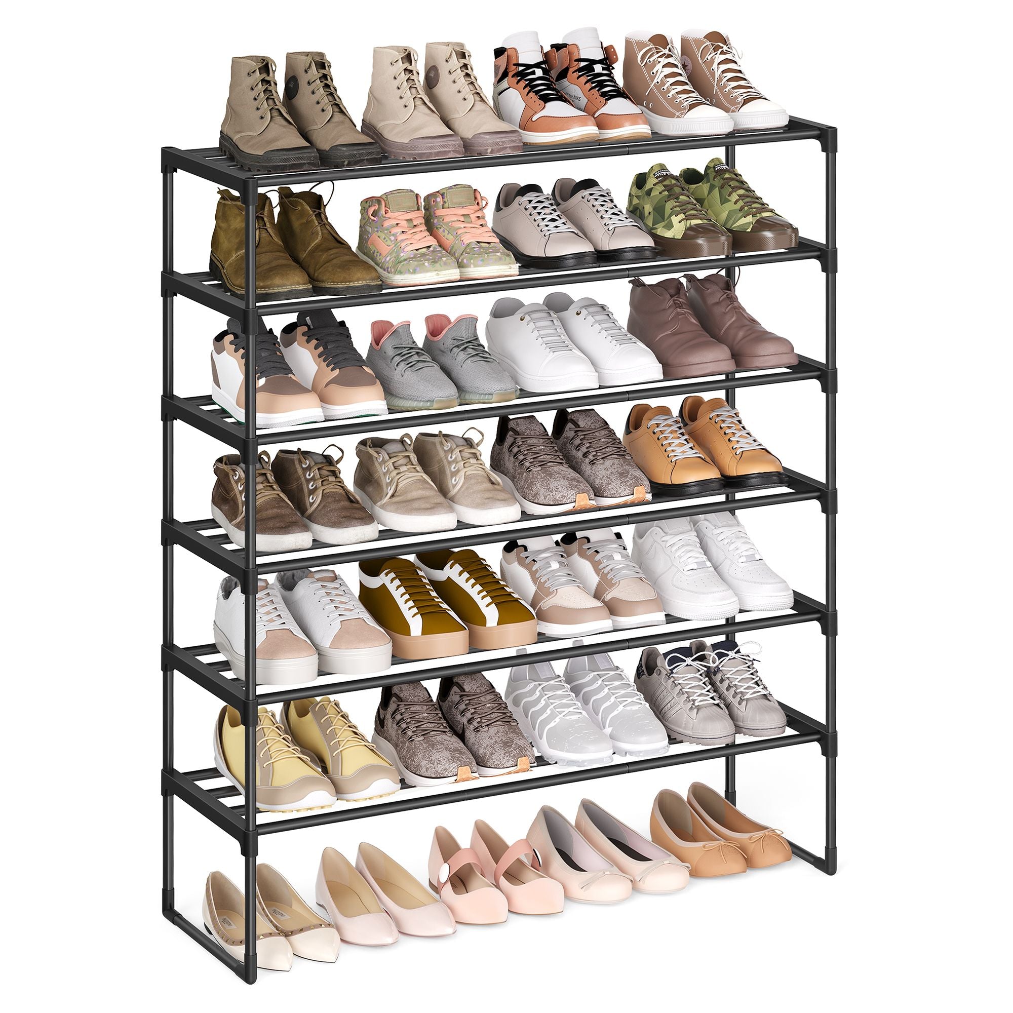 Shoe Rack - 5-Tier Shoe Organizer - Metal Storage Shelf - Black - 6-Tier