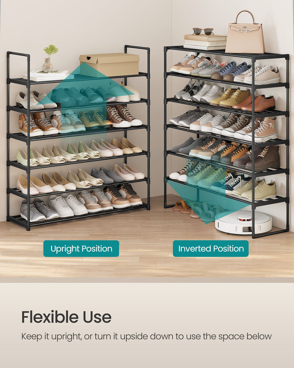 Shoe Rack - 5-Tier Shoe Organizer - Metal Storage Shelf