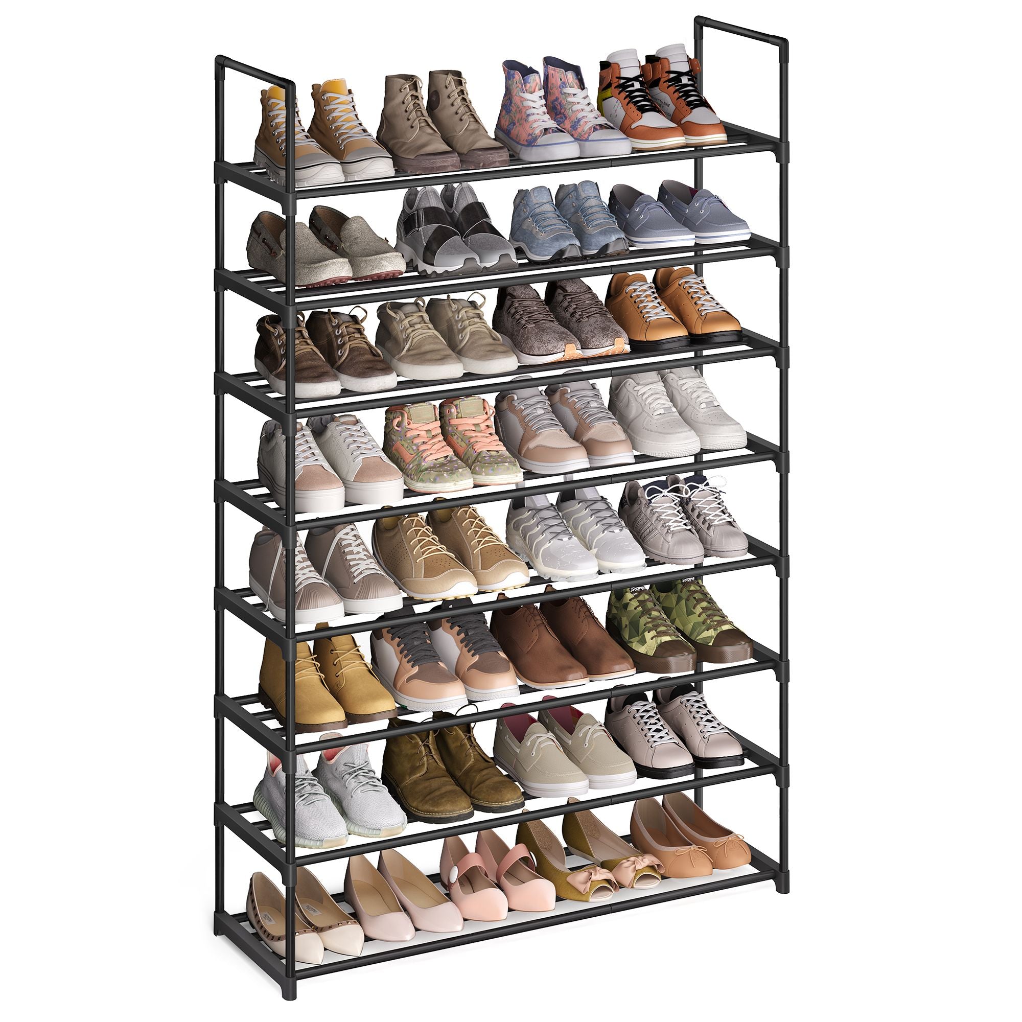 Shoe Rack - 5-Tier Shoe Organizer - Metal Storage Shelf - Black - 8-Tier