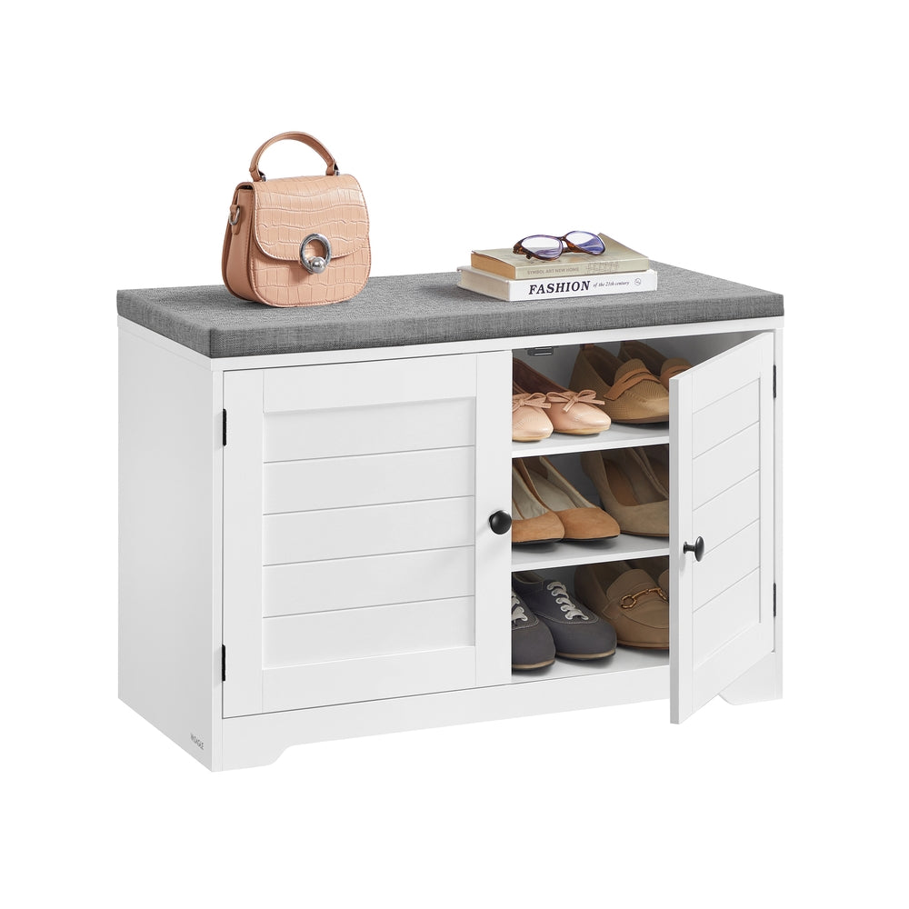 Shoe Storage Bench with Cushion - 3-Tier Entryway Bench with Padded Seat