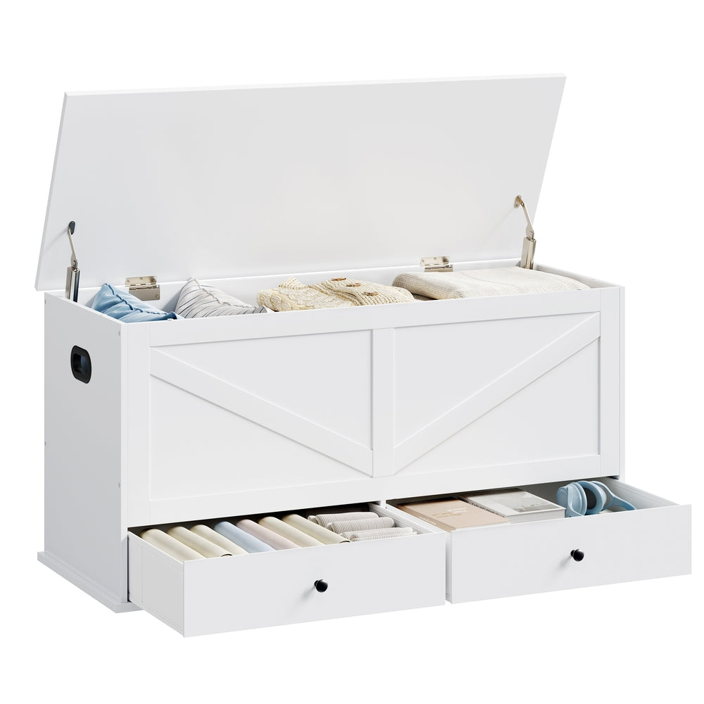 Farmhouse Storage Bench - White