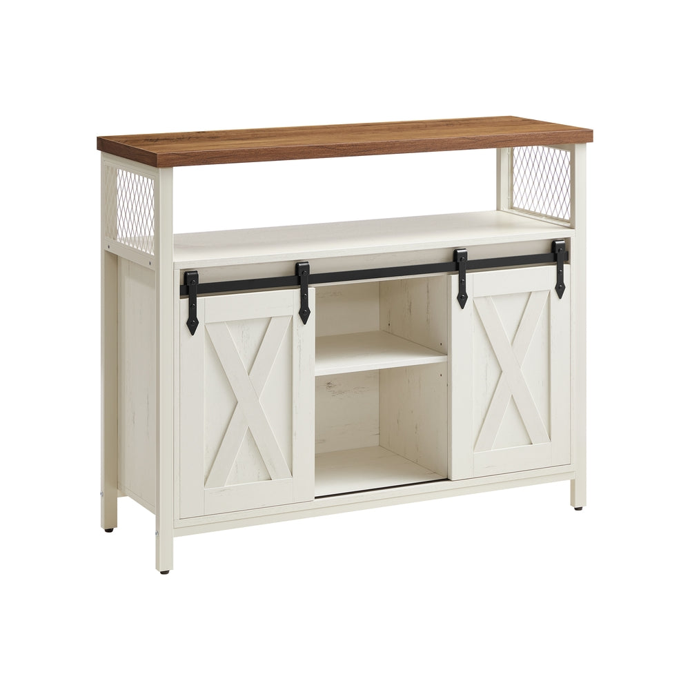 Buffet cabinet cobado collection - sideboard with sliding doors and adjustable shelves - Rustic White, Honey Brown