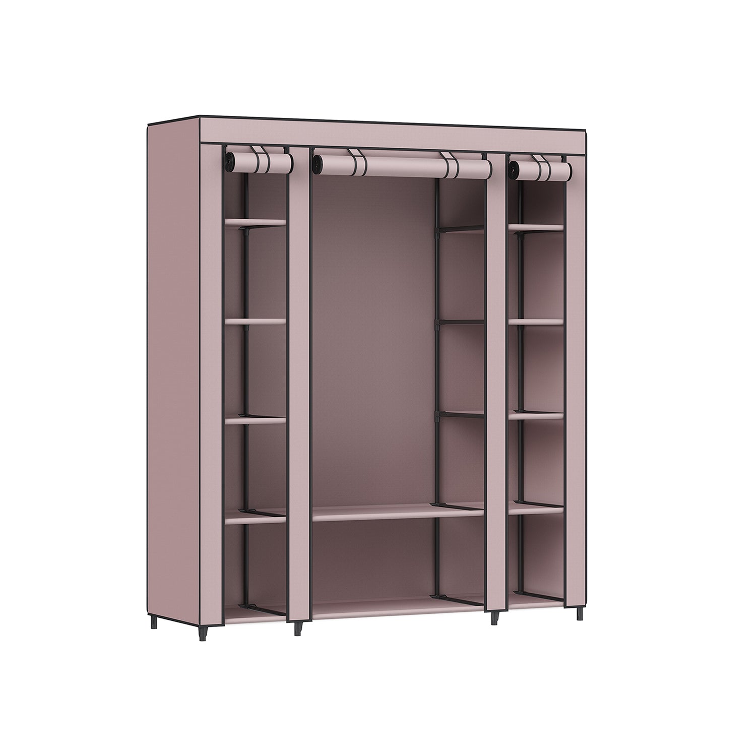 Closet Wardrobe with Non-Woven Fabric Cover - Dusty Pink