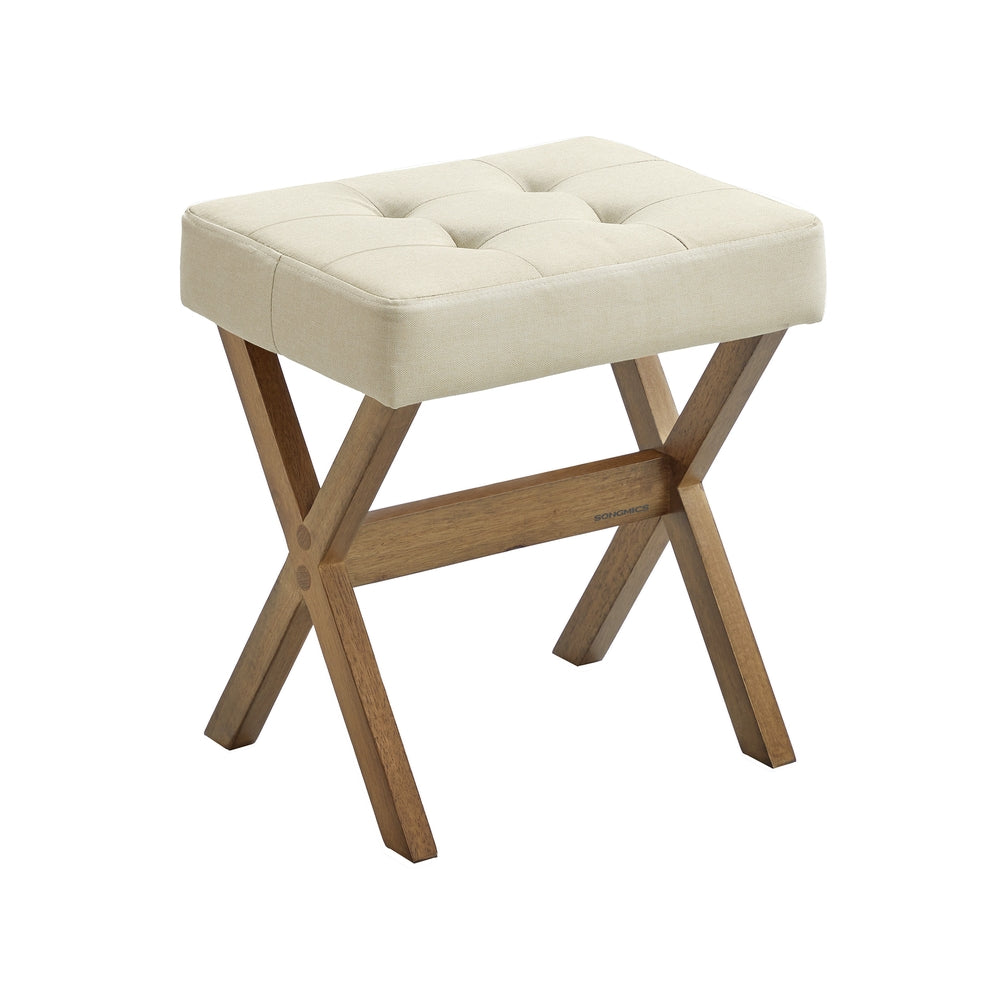 Padded Makeup Stool - Sand + Brown