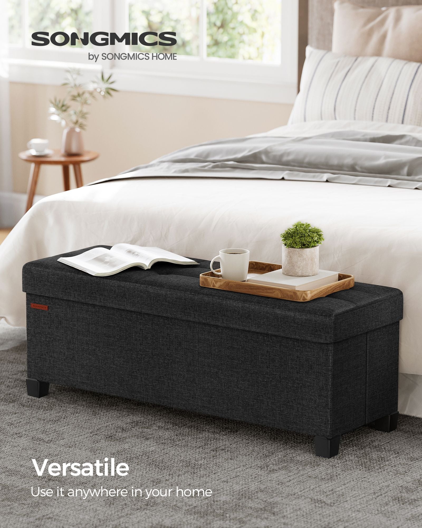 Storage Ottoman Bench - Black