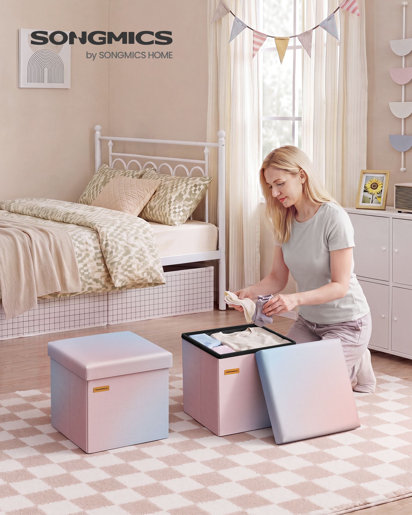 Folding Storage Ottoman Bench