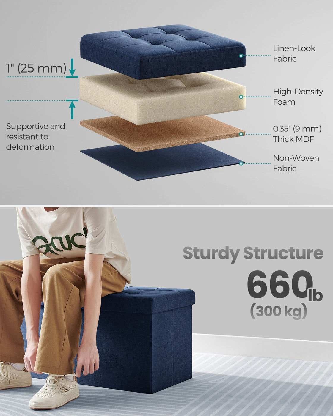 Storage Ottoman With Flipping Lid