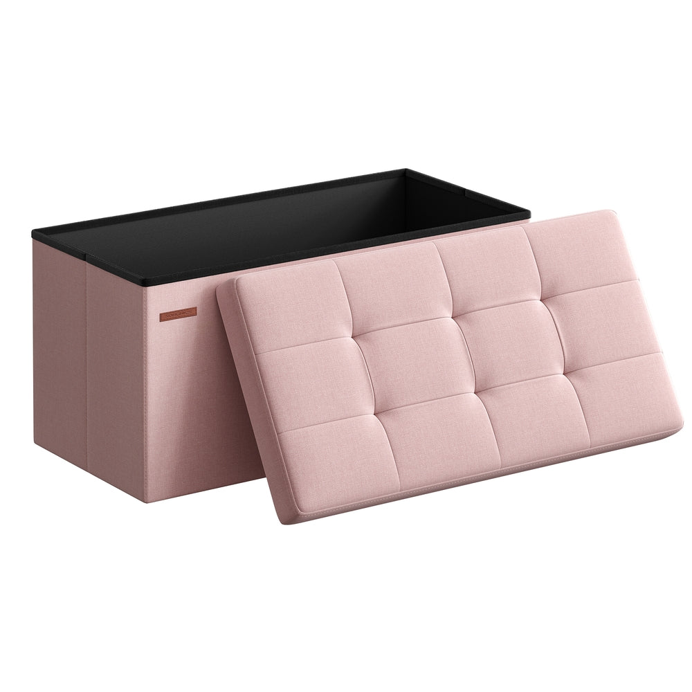 Folding Storage Ottoman Bench - Pink