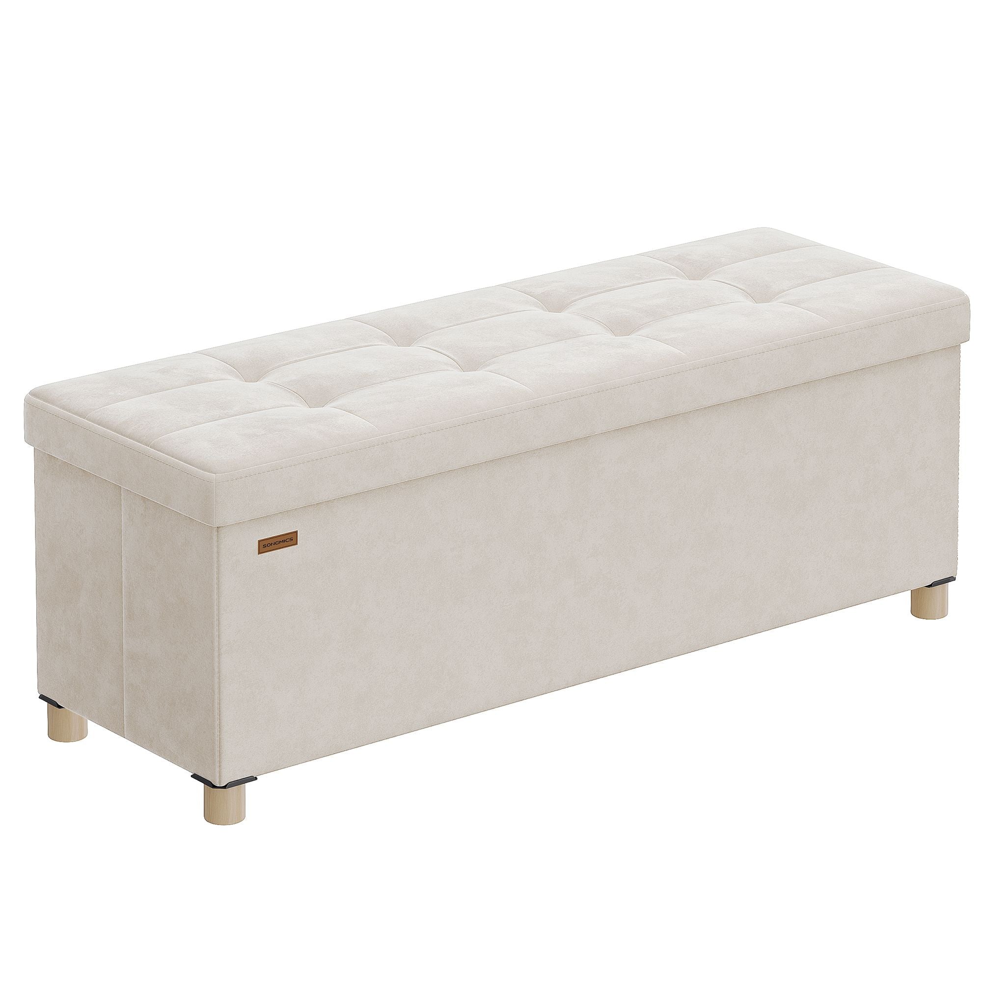 Small Storage Ottoman - Folding Ottoman Cube - 15 x 15 x 15.7 Inches - Footstool - Footrest - 9.8 Gal. (37 L) - Velvet Surface - for Bedroom - Living Room - Dorm - Jelly Pink ULSF0516R01 - Cappuccino Beige - 15"D x 43.3"W x 15.7"H