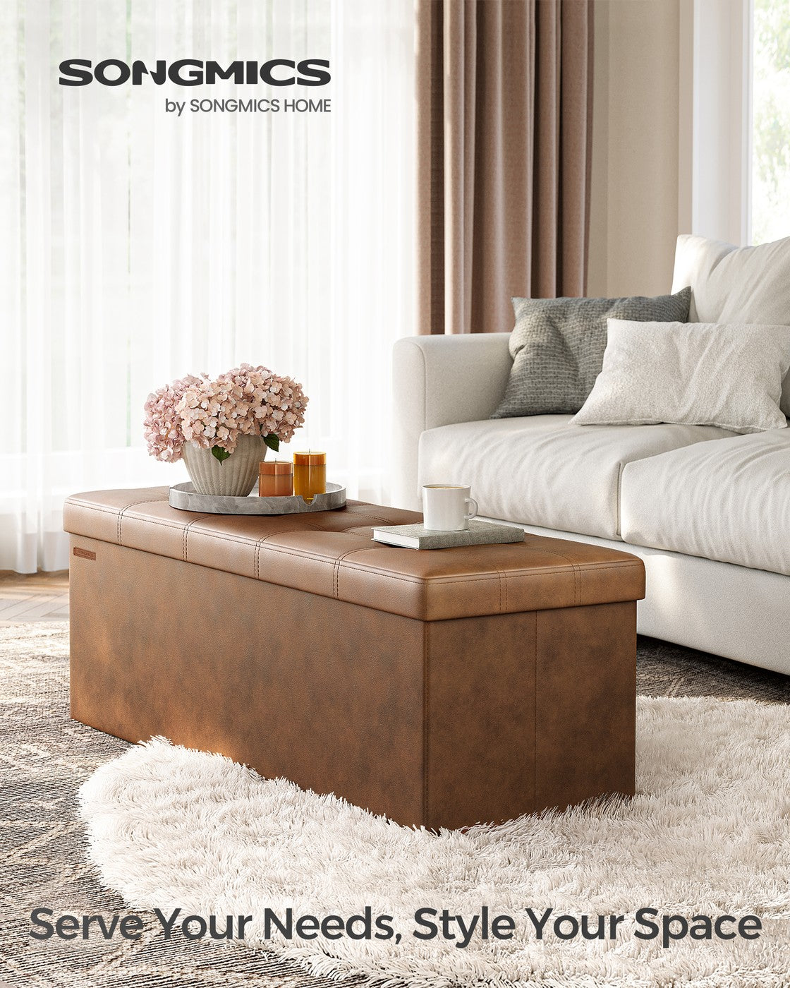 Folding Storage Ottoman Bench