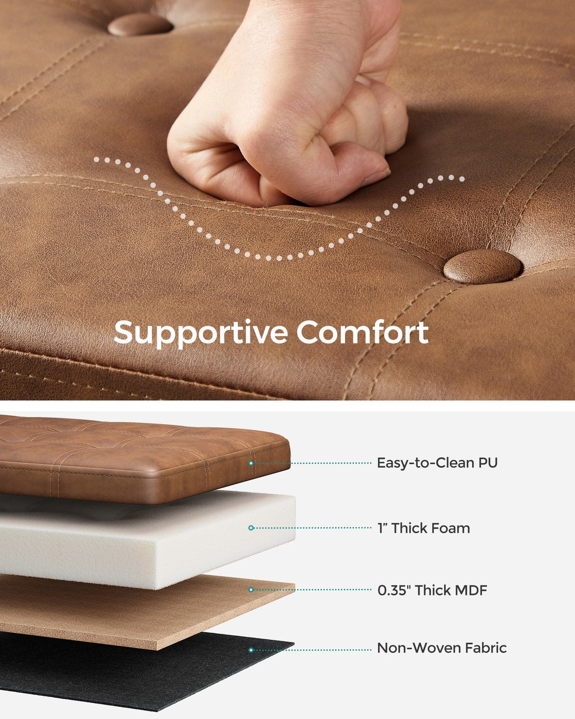 Folding Storage Ottoman Bench