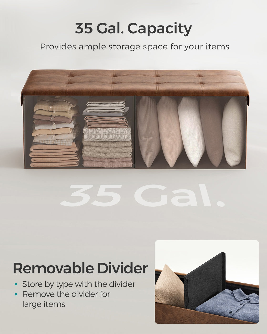 Folding Storage Ottoman Bench