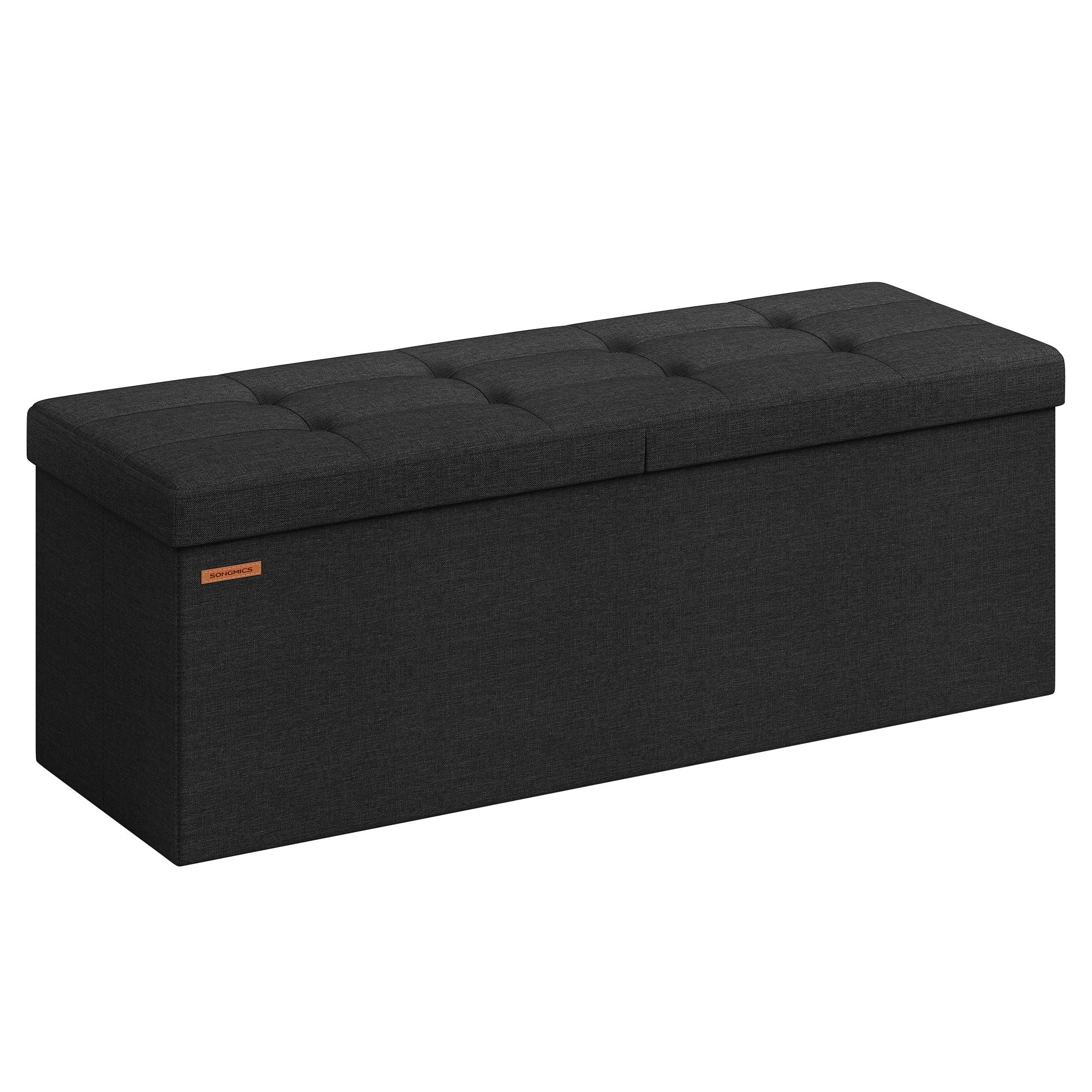 110 Cm Storage Ottoman - Foldable Storage Bench with Flipping Lid - 300 Kg Load Capacity - for Entryway - Living Room