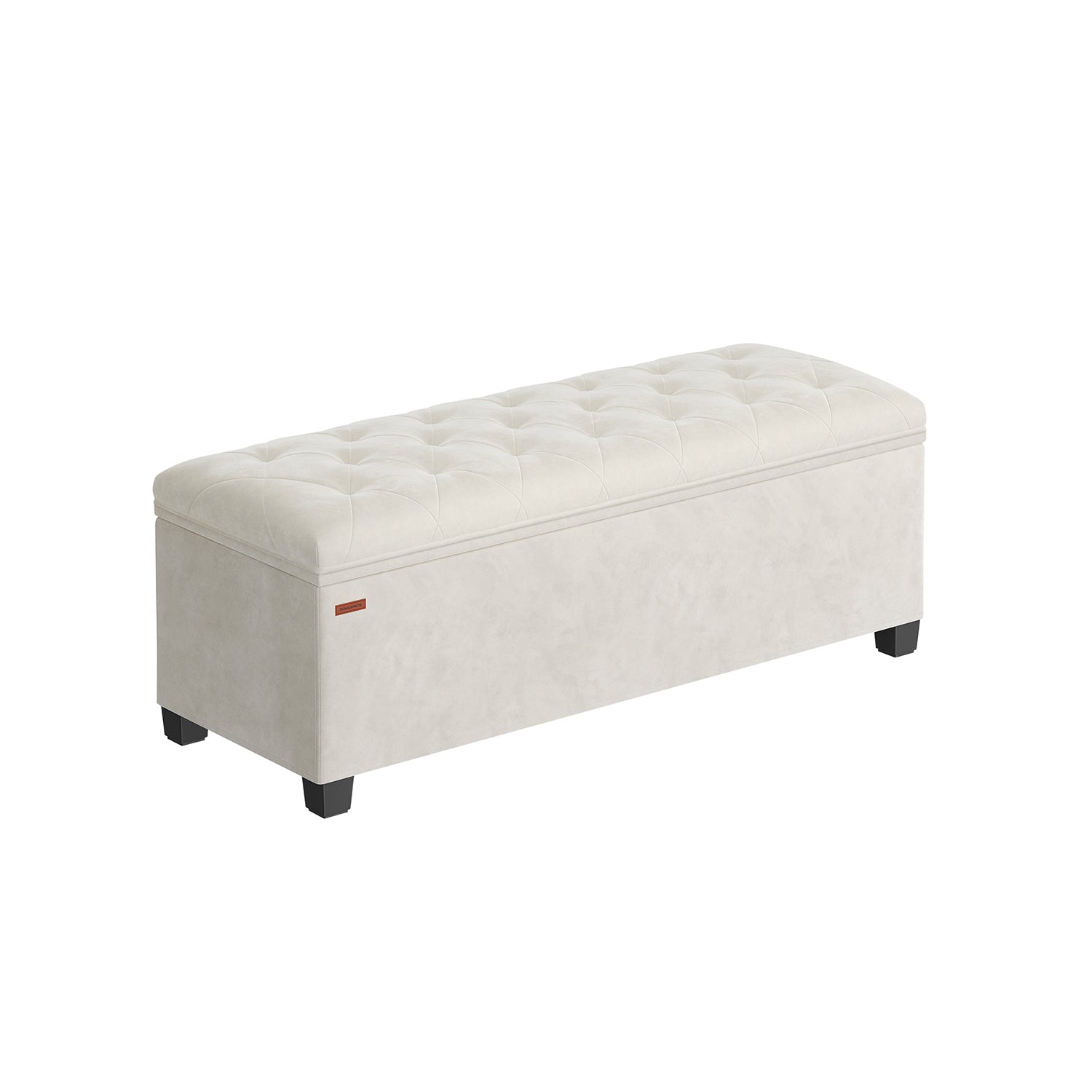 Storage Ottoman Bench - Foot Rest with Legs - Cream White