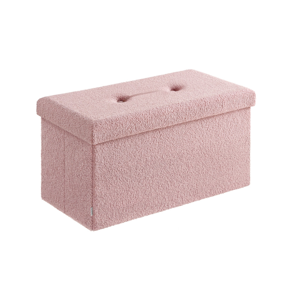Storage Ottoman Bench - 30 Inch - Teddy Fleece - 24 Gal Capacity - Pink