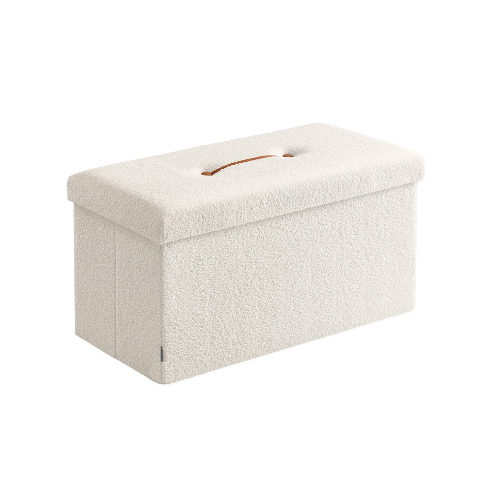 Storage Ottoman Bench - 30 Inch - Teddy Fleece - 24 Gal Capacity - White