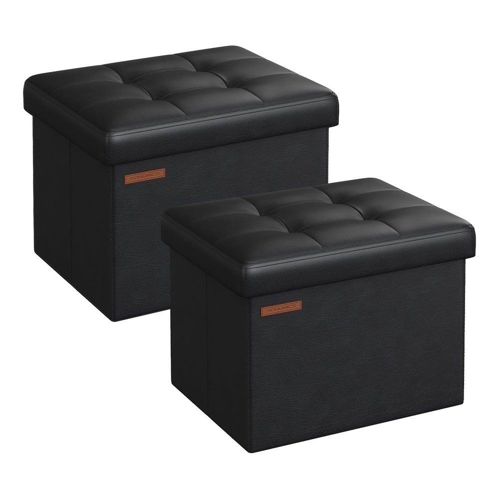 Set Of 2 Folding Storage Ottomans