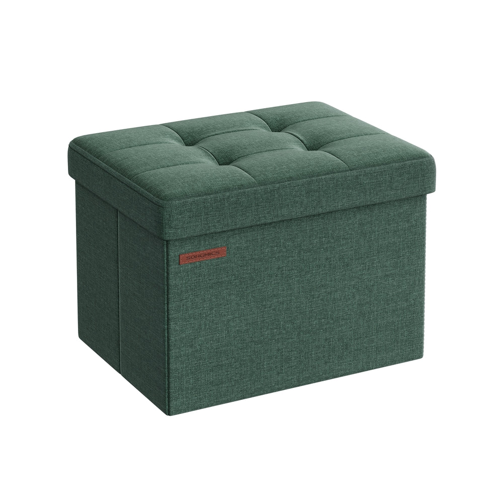Small Folding Storage Ottoman - 12 Inch - Padded Foot Rest - Jelly Pink - Retro Green
