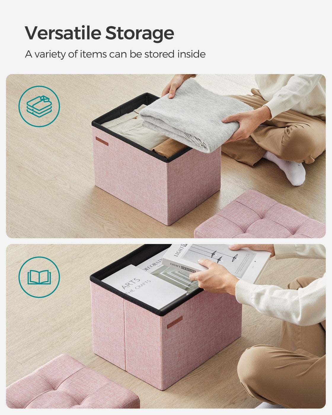 Small Folding Storage Ottoman