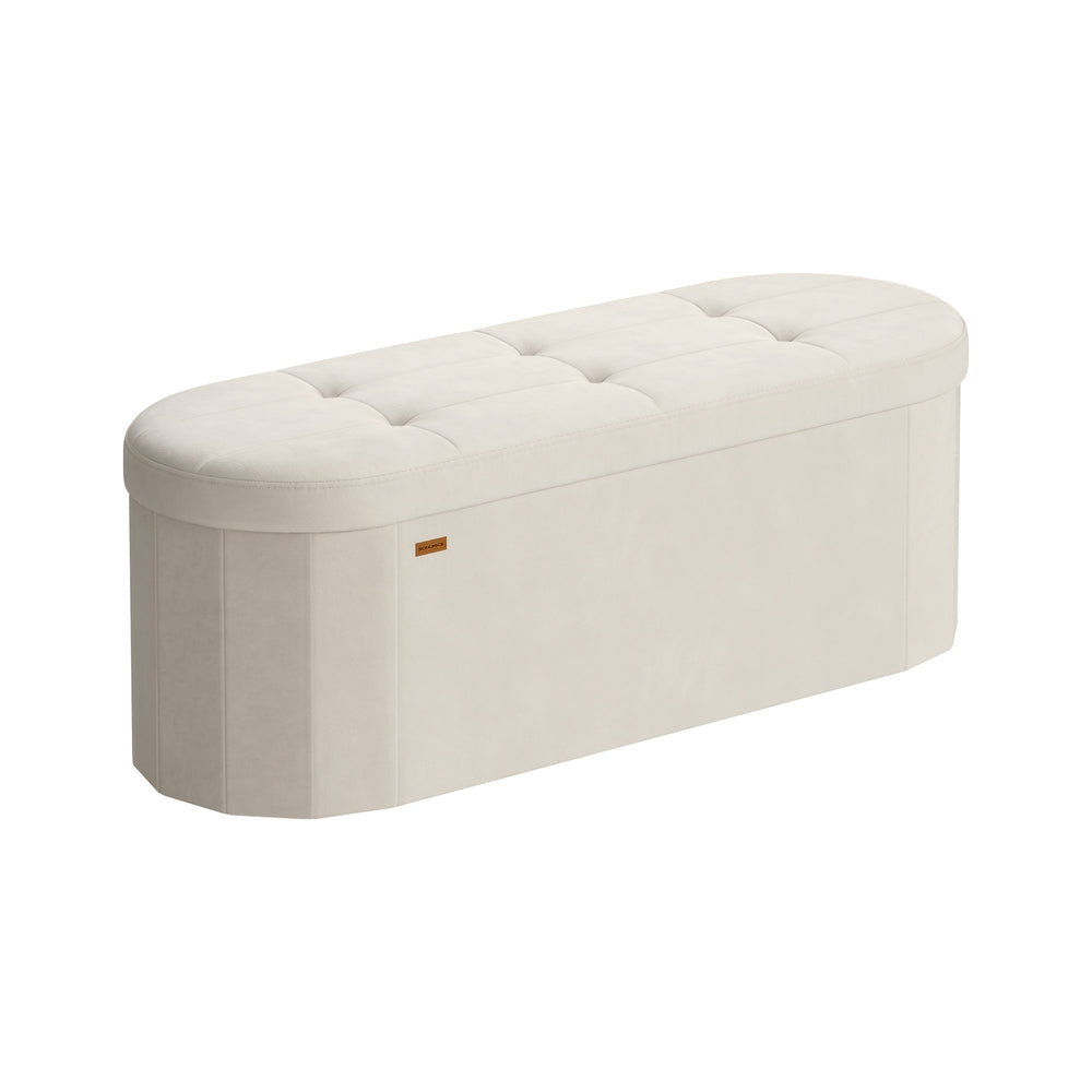 Oval Ottoman Storage Bench - 43 Inch - Velvet With Hidden Storage