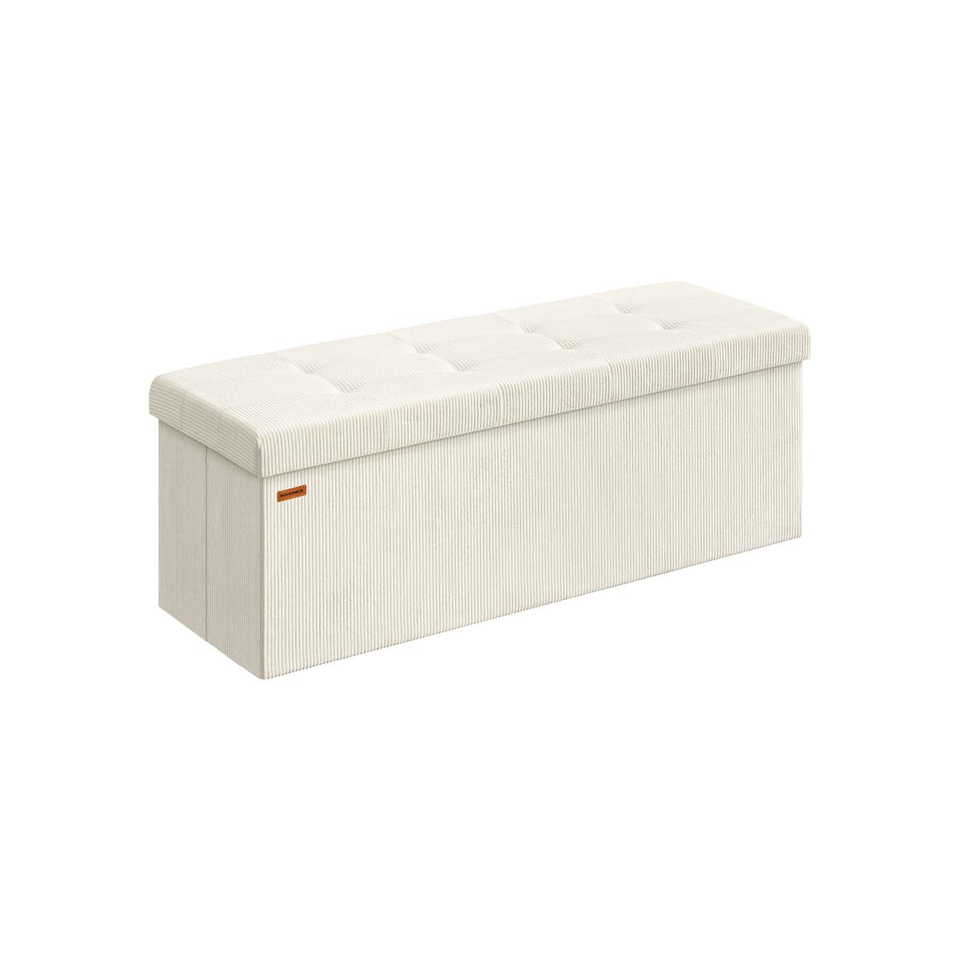 MAZIE Collection - Foldable Storage Ottoman Bench with Foot Rest Moonlight Green - Cream White