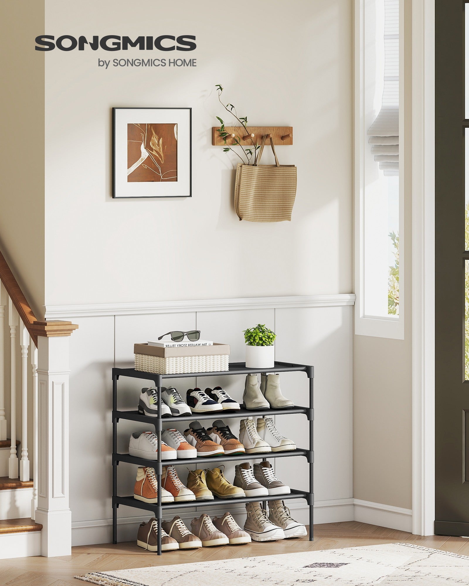Hoe Rack - Shoe Storage Organizer - Space-Saving - Ink Black