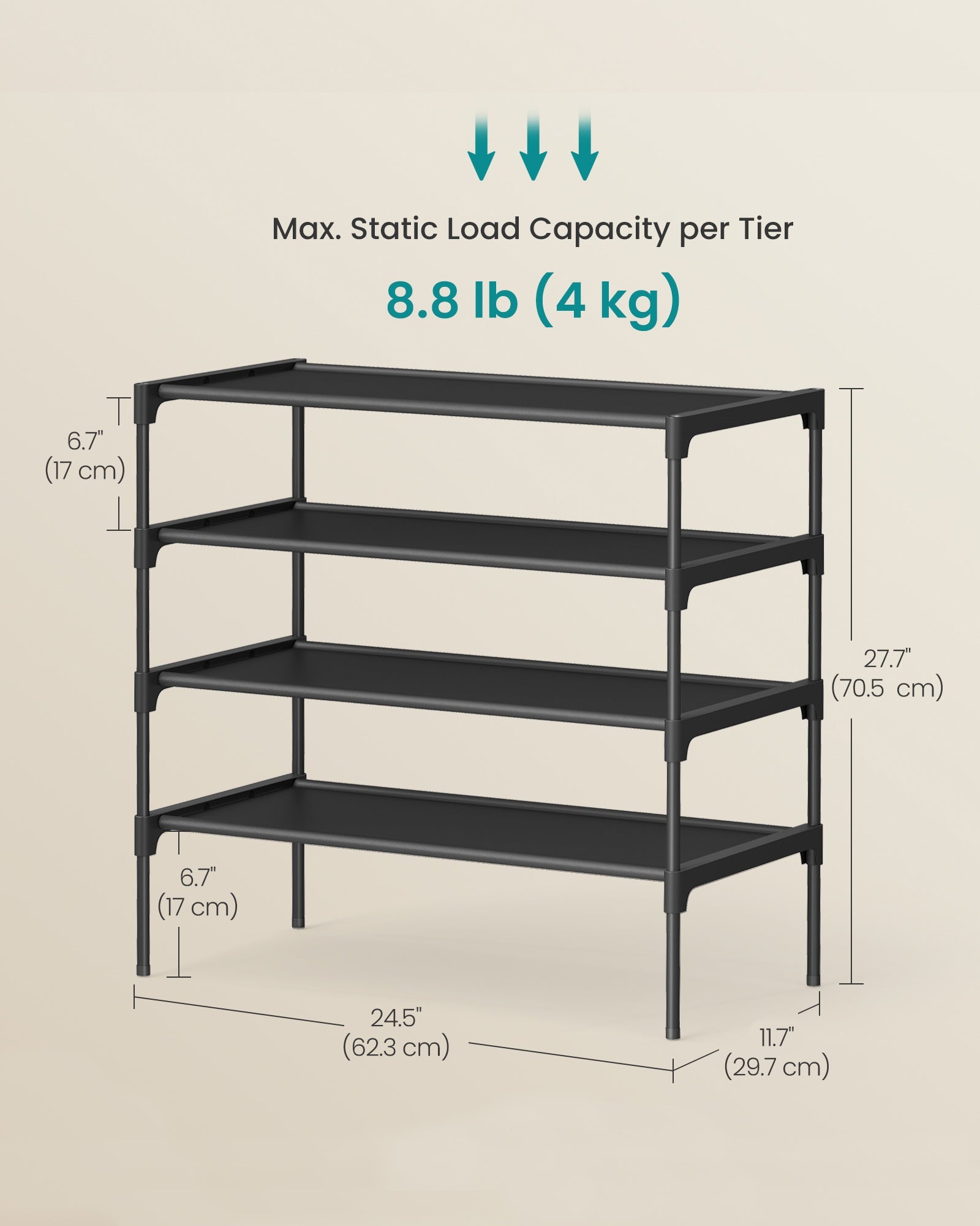 Hoe Rack - Shoe Storage Organizer - Space-Saving - Ink Black