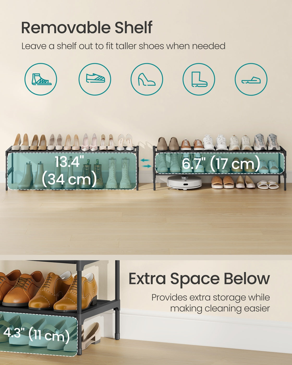 Slim 2-Tier Shoe Rack