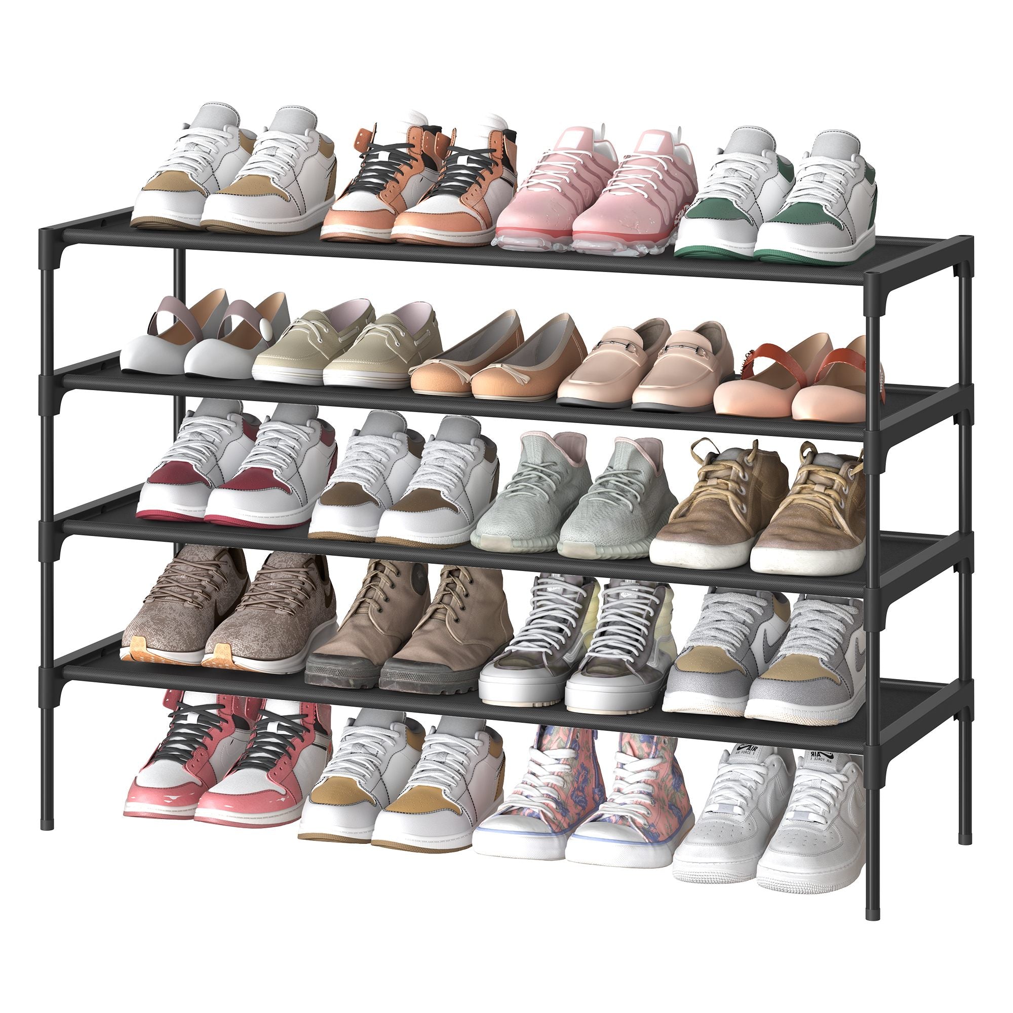 Hoe Rack - Shoe Storage Organizer - Space-Saving - Ink Black - 11.6"D x 36.1"W x 27.7"H