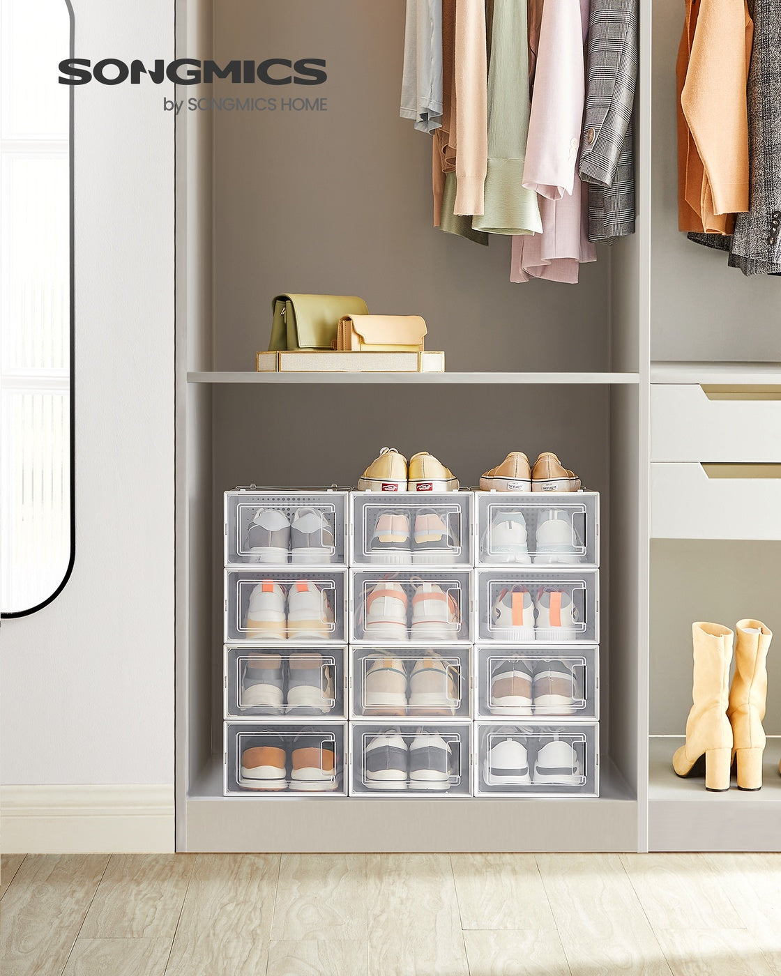 Clear Shoe Boxes - Set Of 15 - Fits Up To US Size 11 - Stackable