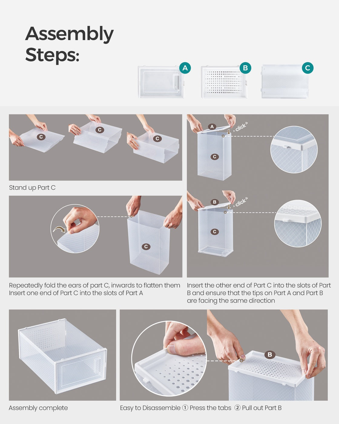 Clear Shoe Boxes - Set Of 15 - Fits Up To US Size 11 - Stackable